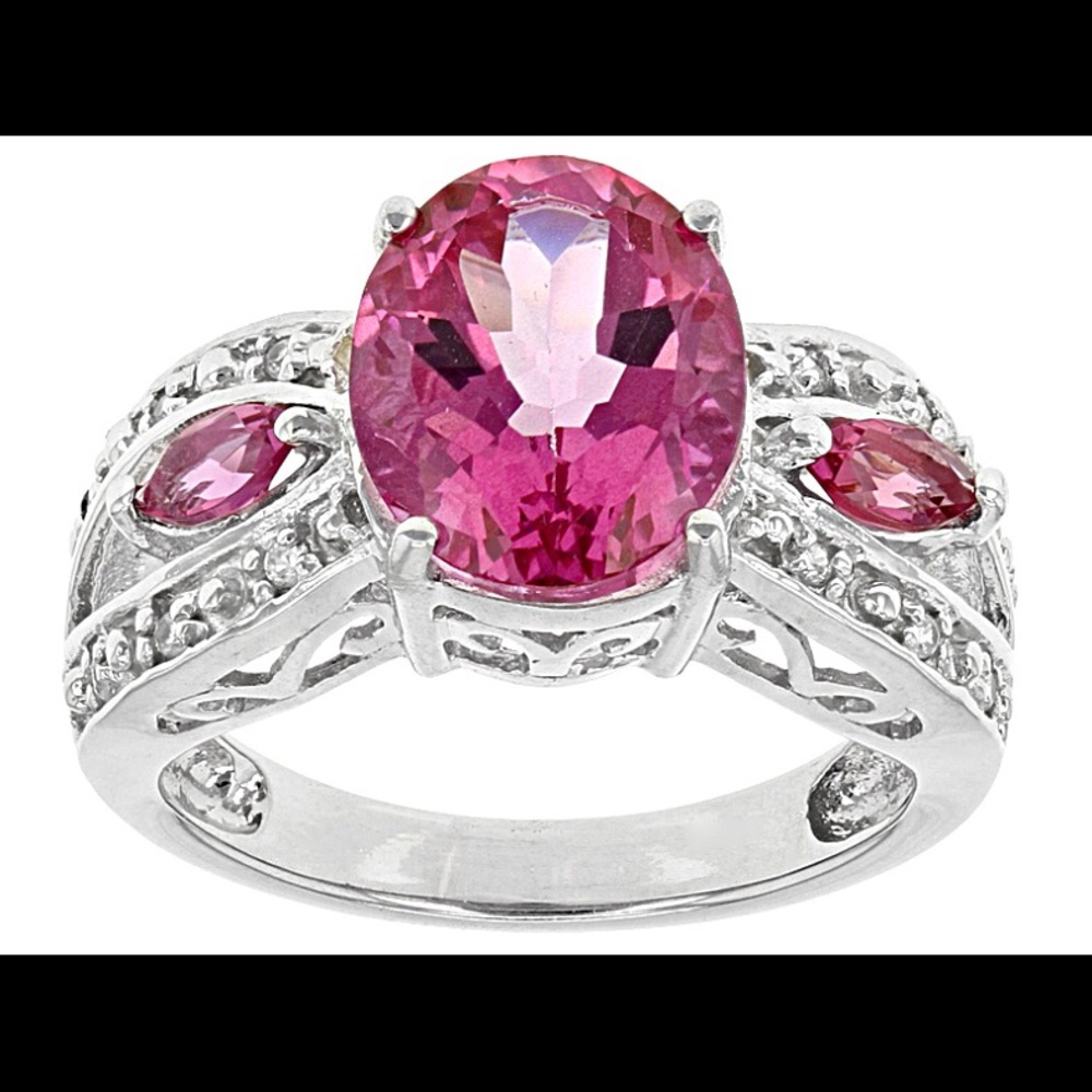Pink Topaz Sterling Silver Ring 4.12ctw size 10
